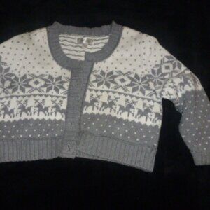 Decree Knit Button Cardigan Sweater -Deer Reindeer Snowflake Winter theme Sz XXL